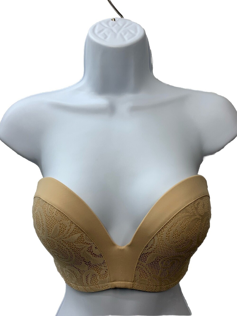 DELIMIRA Women's Strapless Bra Plunge Push Up Lace Lined Support Lift Size 38C